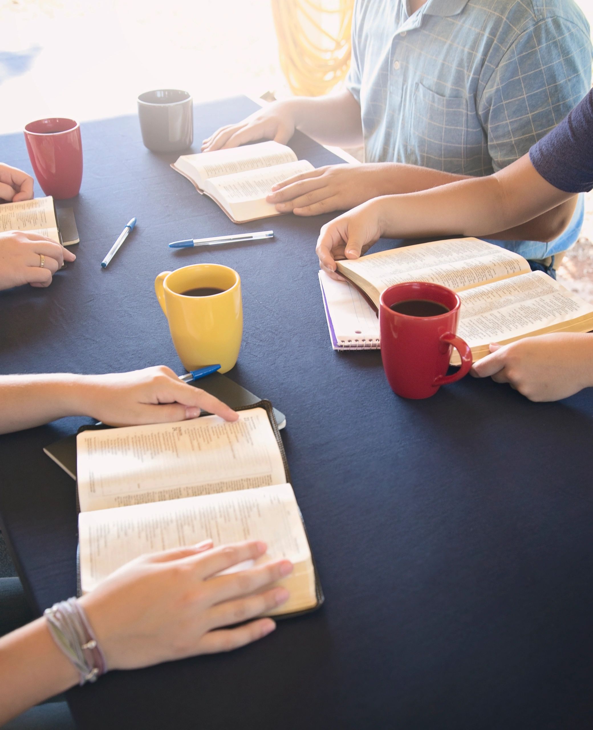 open Bible study group table