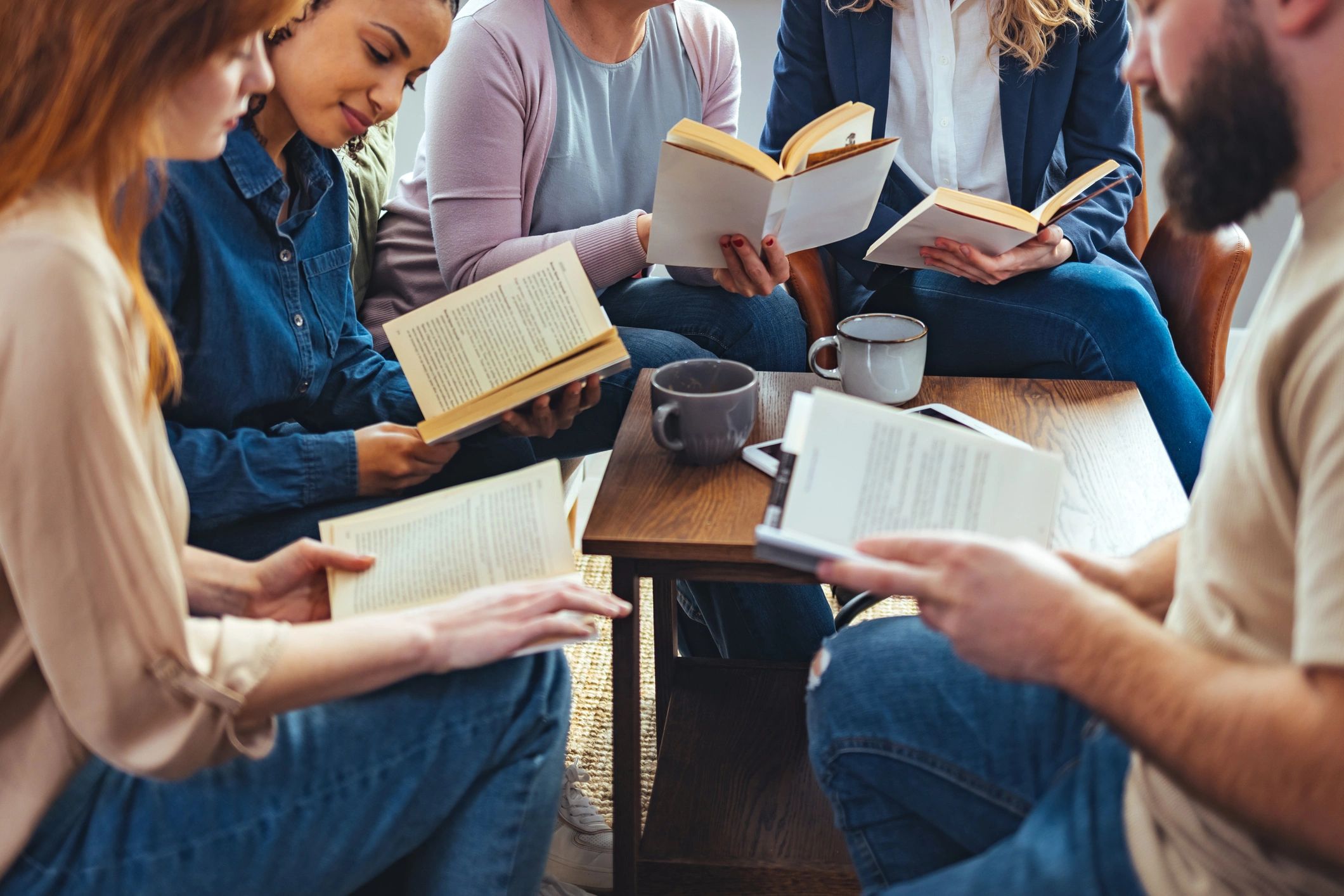 Bible study group reading
